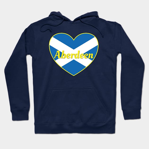 Aberdeen Scotland UK Scotland Flag Heart Hoodie by DPattonPD